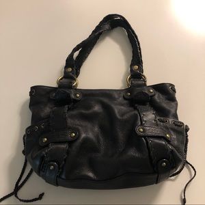 Kooba Sienna Black Leather Whipstitch Bag